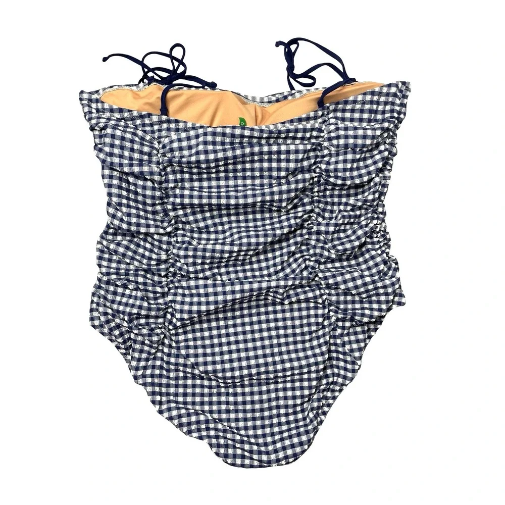 NEW J. Crew Ruched tie-shoulder one-piece swimsuit in classic gingham Size 24